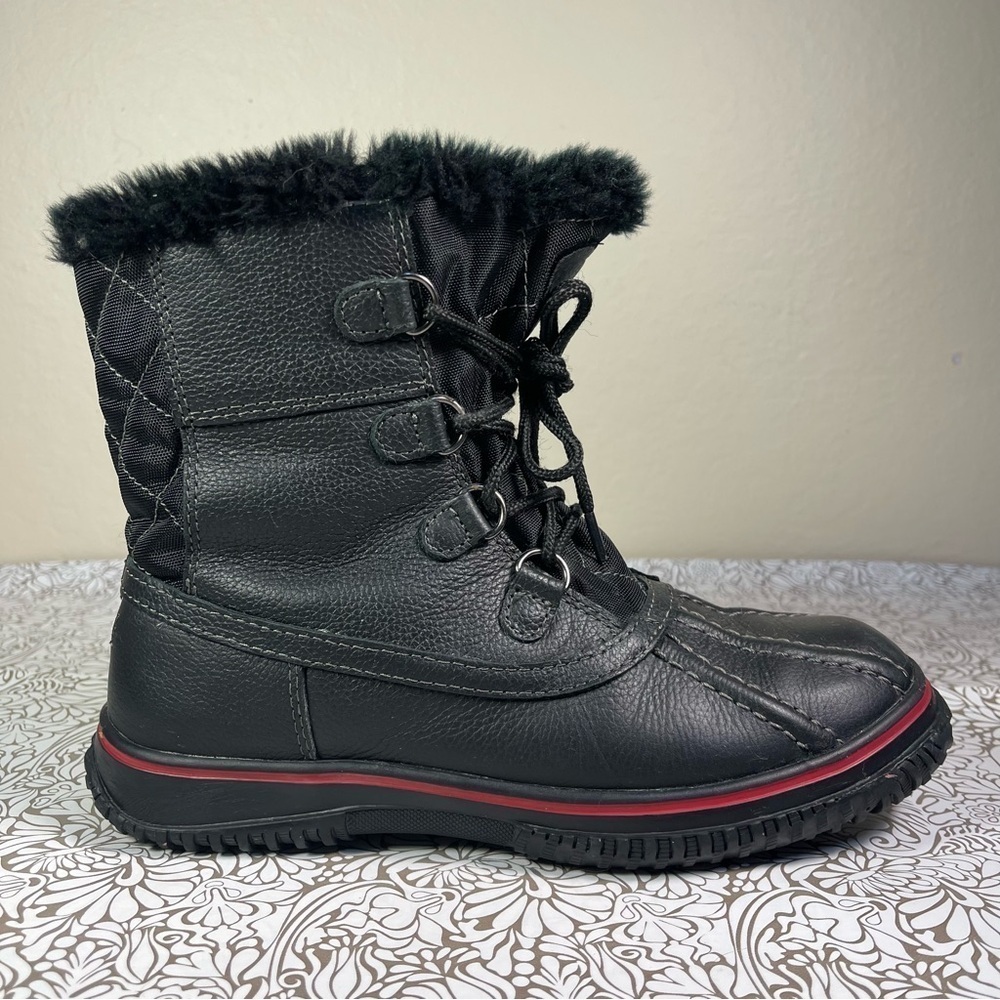 Pajar Canada Winter Boots Leather Nylon Faux Fur Lined Waterproof Black